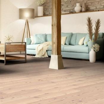 Parkett Boston Landhausdiele Lärche astig gebürstet weiß geölt Thede & Witte 