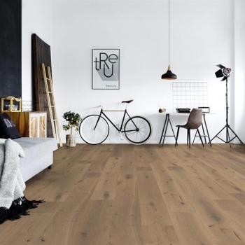 Parkett Boston Landhausdiele Eiche XL astig gebürstet geräuchert weiß geölt Thede & Witte 